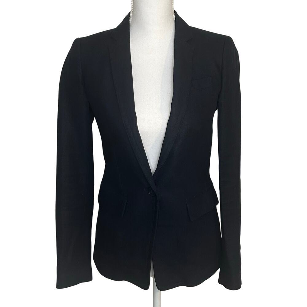 J. crew women's navy 100% linen one button blazer fully lined size 0